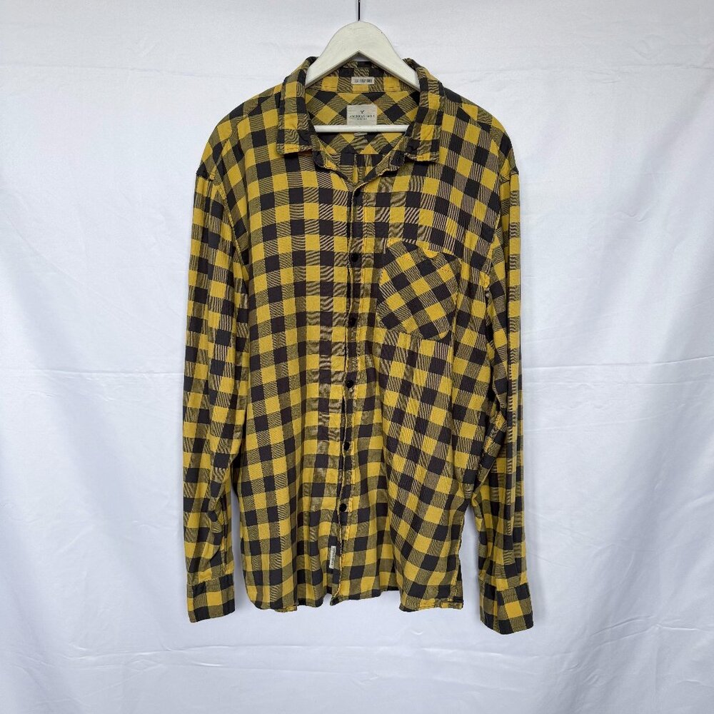American Eagle Yellow Plaid Checker Button Shirt